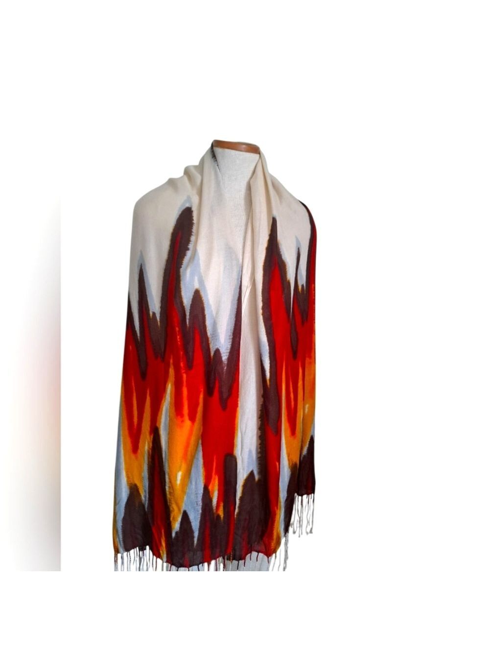 LUCKY BRAND flaming fire Western cowgirl fringe scarf Festival BOHO soft X-Large